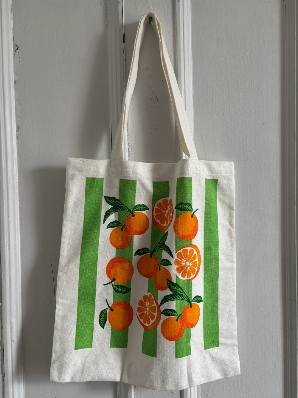 Canvas Tote Bag with Orange Fruit Print